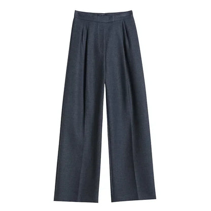 Women’s slim high-waist wool pants, autumn casual