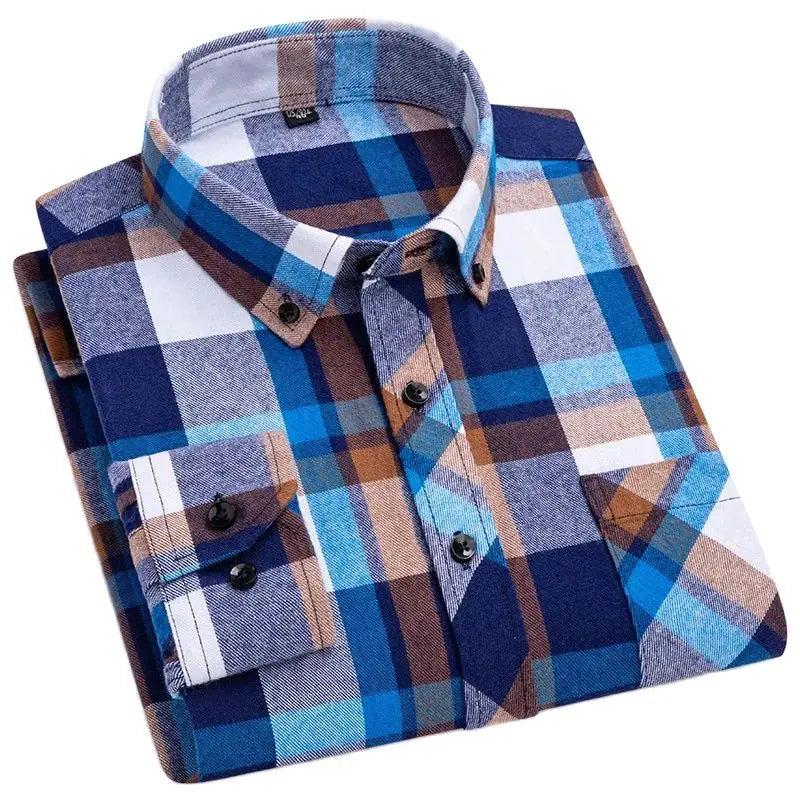 Big-size 8XL flannel shirt, soft 100% cotton, classic plaid