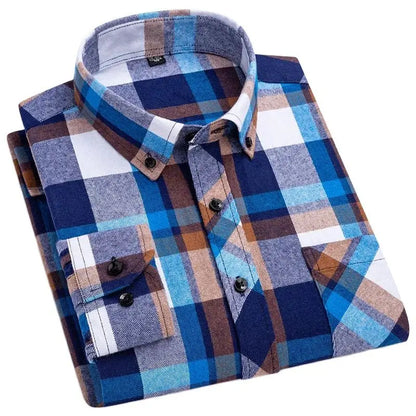 Big-size 8XL flannel shirt, soft 100% cotton, classic plaid