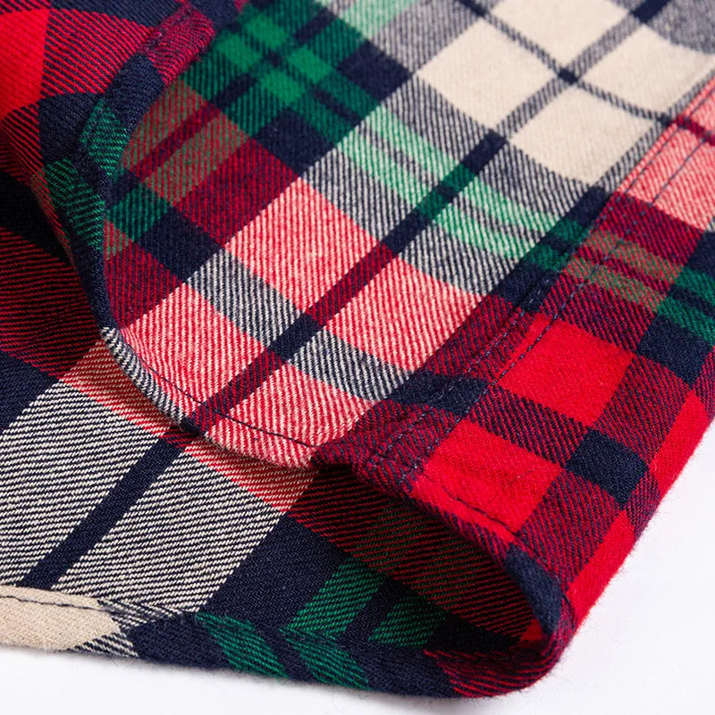 Big-size 8XL flannel shirt, soft 100% cotton, classic plaid