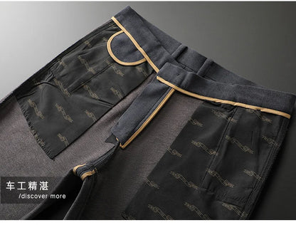 Straight-fit stretch trousers in black and blue