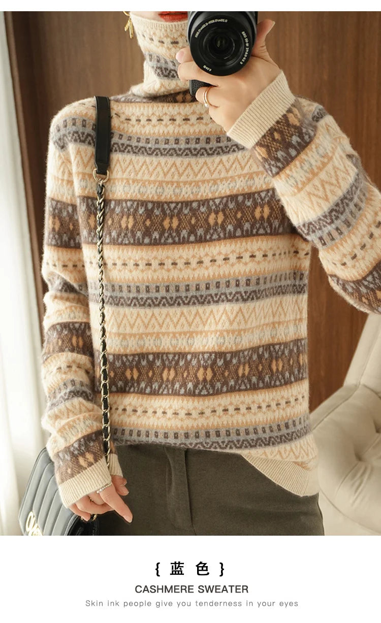 Women’s 100% wool cashmere high-neck sweater
