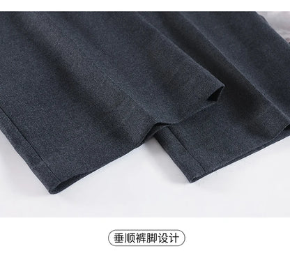 Women’s slim high-waist wool pants, autumn casual