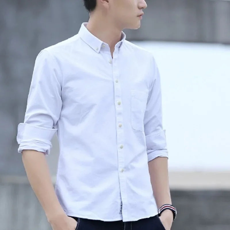Men’s 100% cotton plaid shirt, stylish slim design for office or casual
