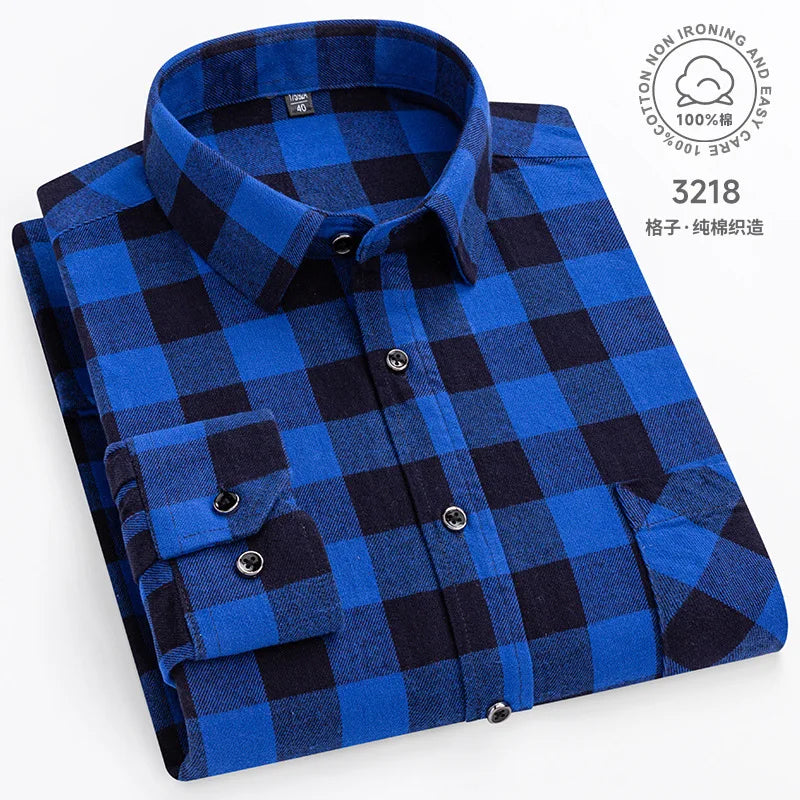 Ultra-soft 100% cotton flannel shirt, up to 11XL, cozy and stylish