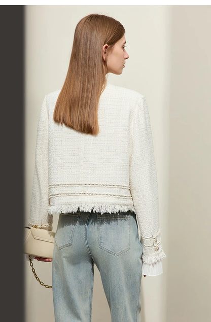 Women’s AMII minimalism chambray tweed short jacket