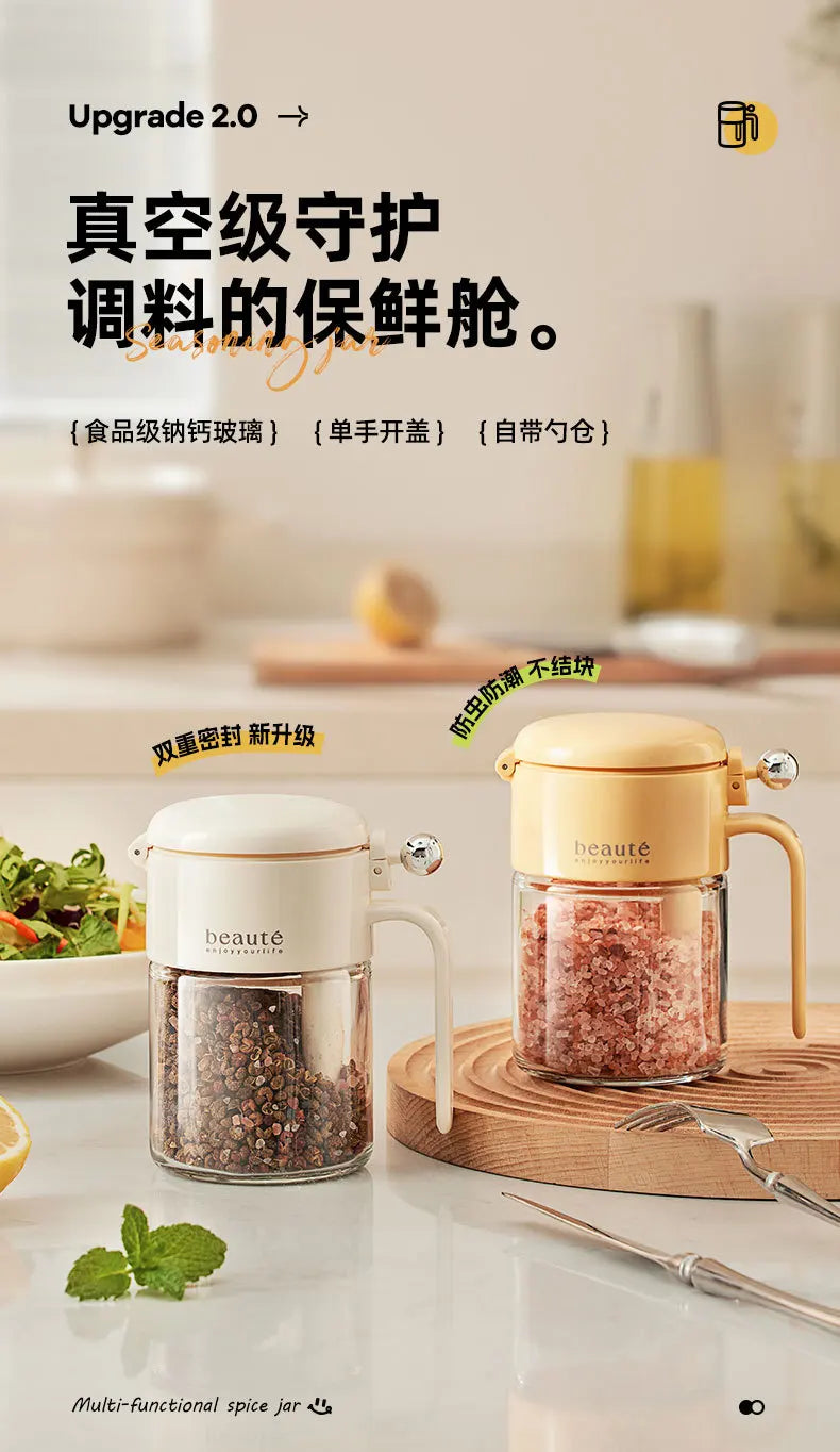 Durable glass seasoning containers with airtight lids for freshness