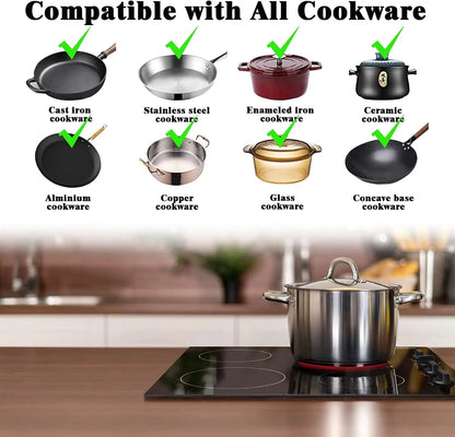 Compact 24" electric cooktop, 4 burners, residual heat indicator, knob operated, hard-wire installation