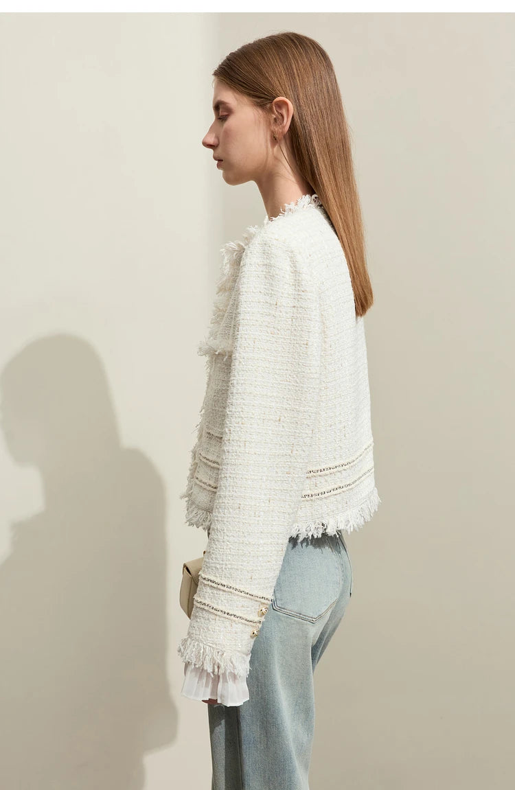 Women’s AMII minimalism chambray tweed short jacket