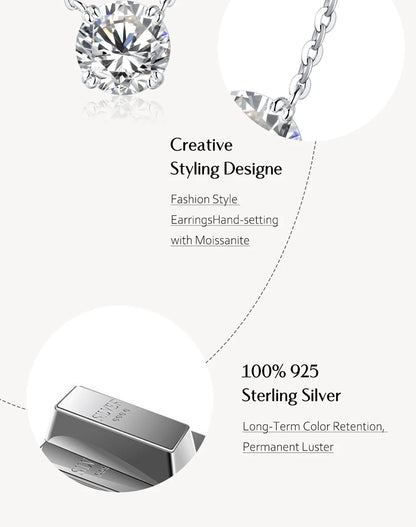 Women’s Moissanite Diamond Necklace – Silver Chain