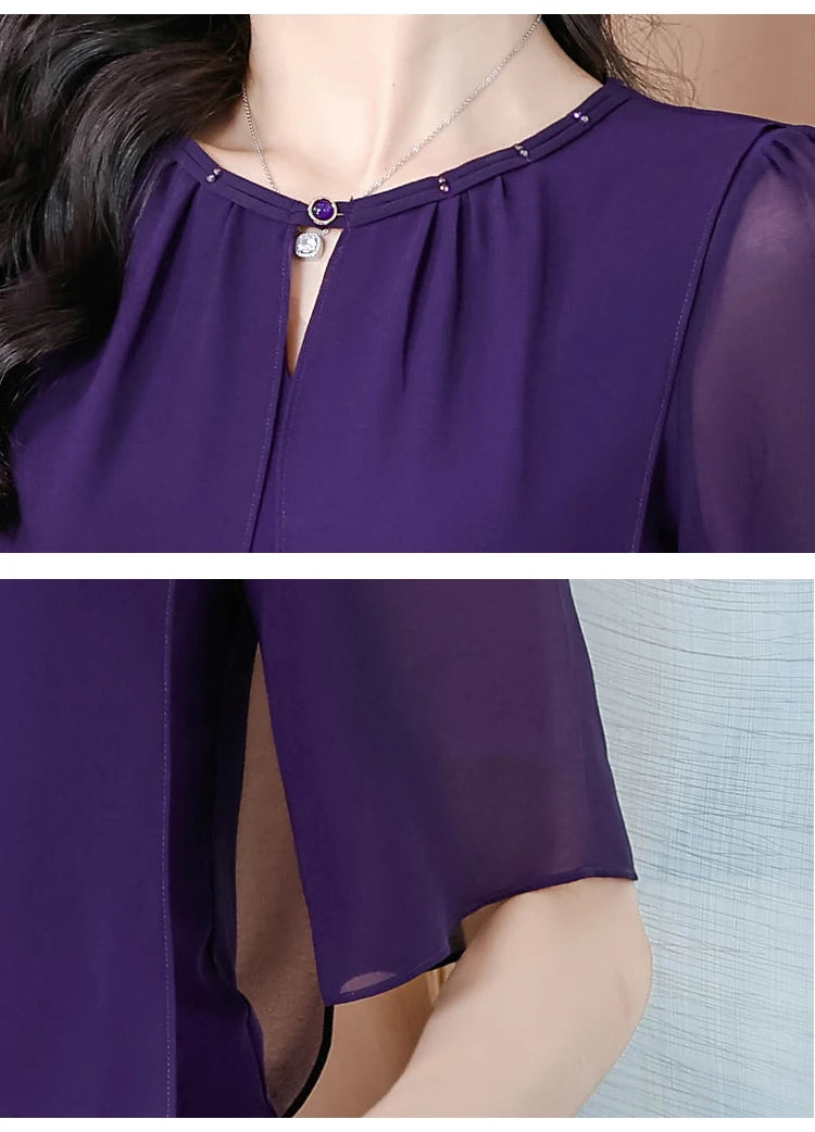 Women’s summer half-sleeve chiffon blouse
