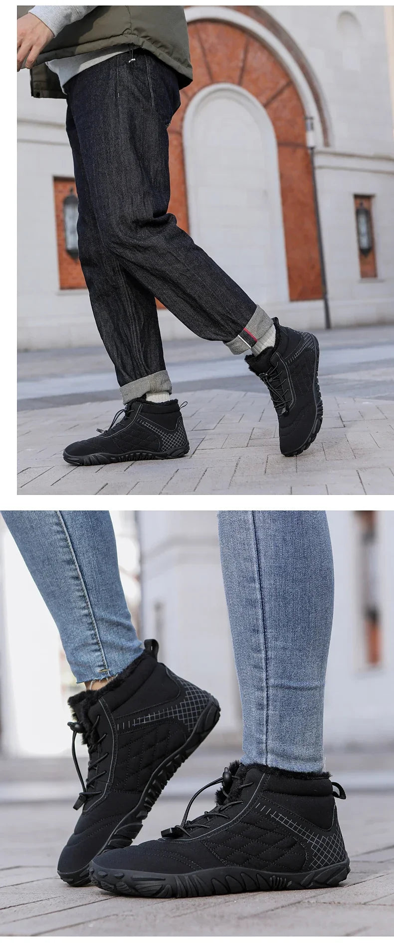 Winter Snow Boots – Warm Fur Lined, Non-Slip Barefoot Style
