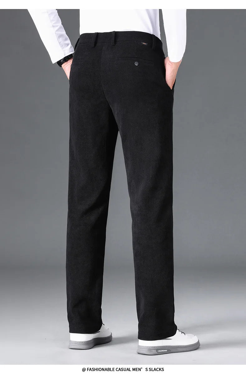 Straight-fit stretch trousers in black and blue