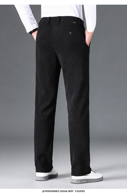 Straight-fit stretch trousers in black and blue