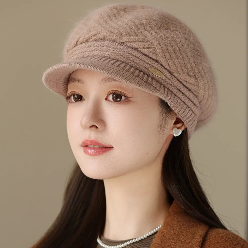 Rabbit Fur Blend Beanie – Casual Streetwear Winter Cap