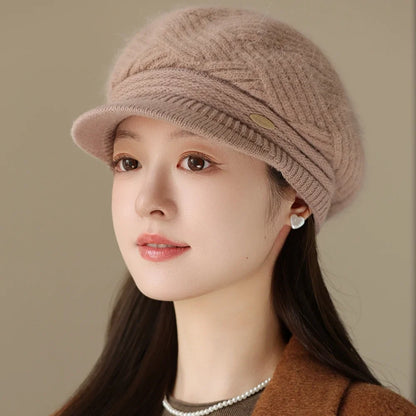 Rabbit Fur Blend Beanie – Casual Streetwear Winter Cap