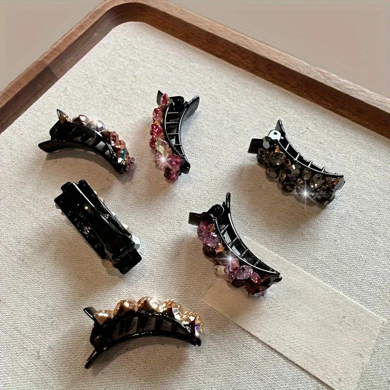 6PCS Rhinestone Hair Clips – Sparkling Crystal Side Clips