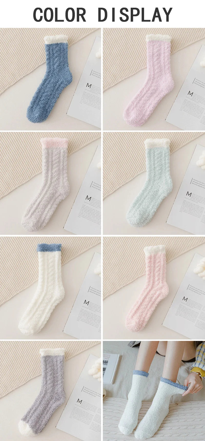 4 Pairs Women’s Fuzzy Socks – Warm, Thick & Soft