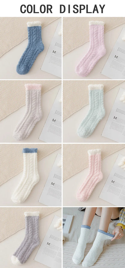 4 Pairs Women’s Fuzzy Socks – Warm, Thick & Soft
