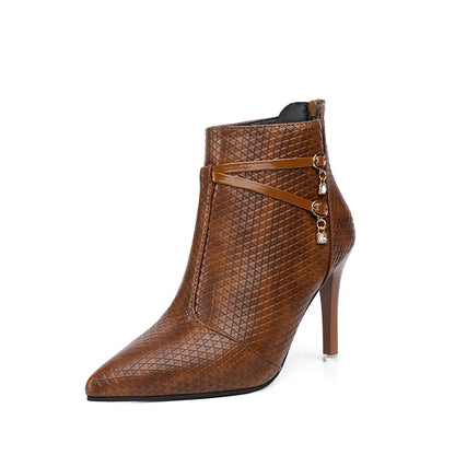 Women’s High-Heeled Boots – Large Size, Warm Cotton Lined