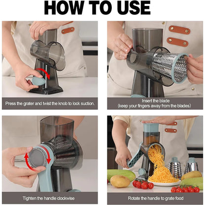 Multi-purpose cheese and vegetable grater for quick kitchen prep