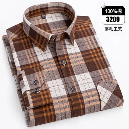 Big-size 8XL flannel shirt, soft 100% cotton, classic plaid