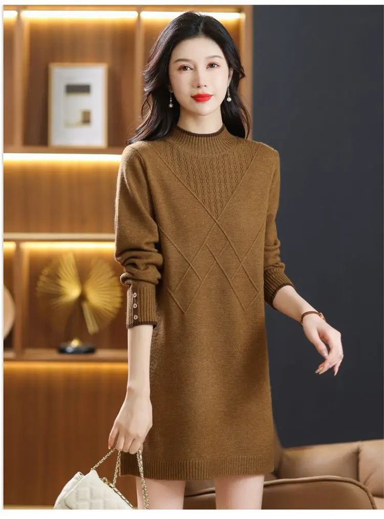 Women’s long-sleeve turtleneck knit sweater
