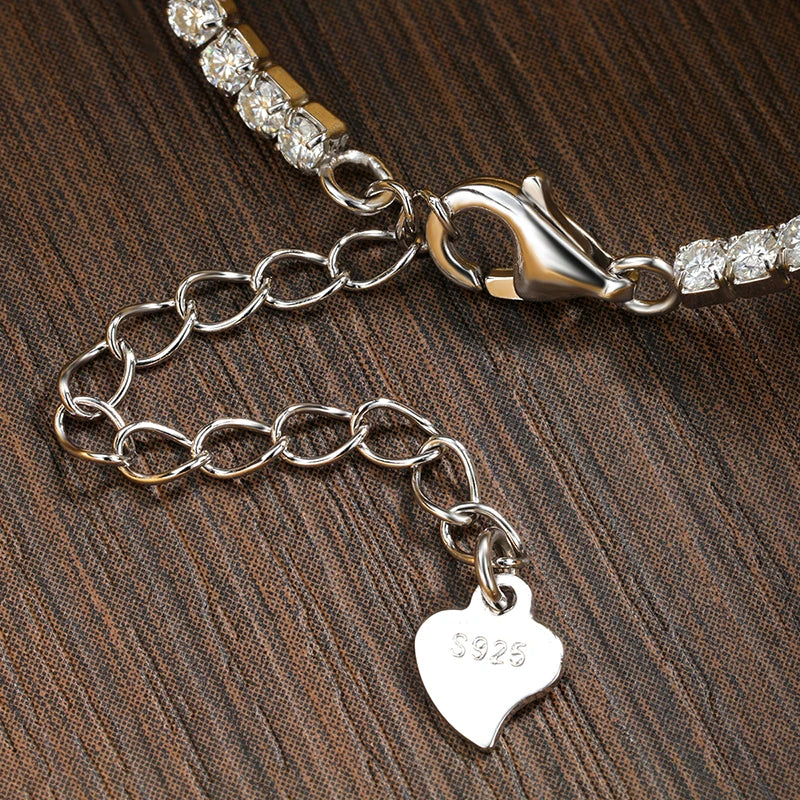 Fine Moissanite Tennis Bracelet – 18K White Gold Plated, Delicate Gift