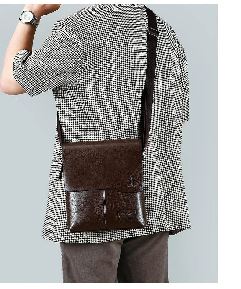 Durable premium leather side bag for men
