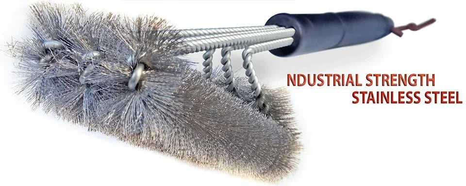BBQ grill cleaning brush with stainless steel bristles