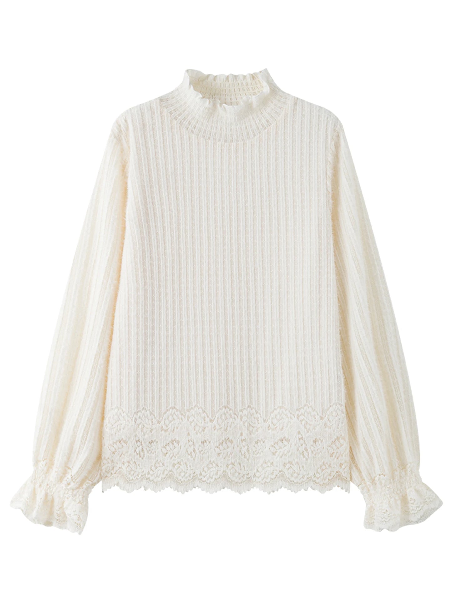 Cozy autumn/winter women’s pullover with stylish lace