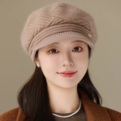 Rabbit Fur Blend Beanie – Casual Streetwear Winter Cap