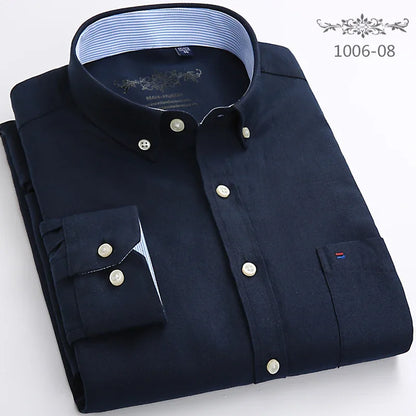 Men’s 100% cotton plaid shirt, stylish slim design for office or casual