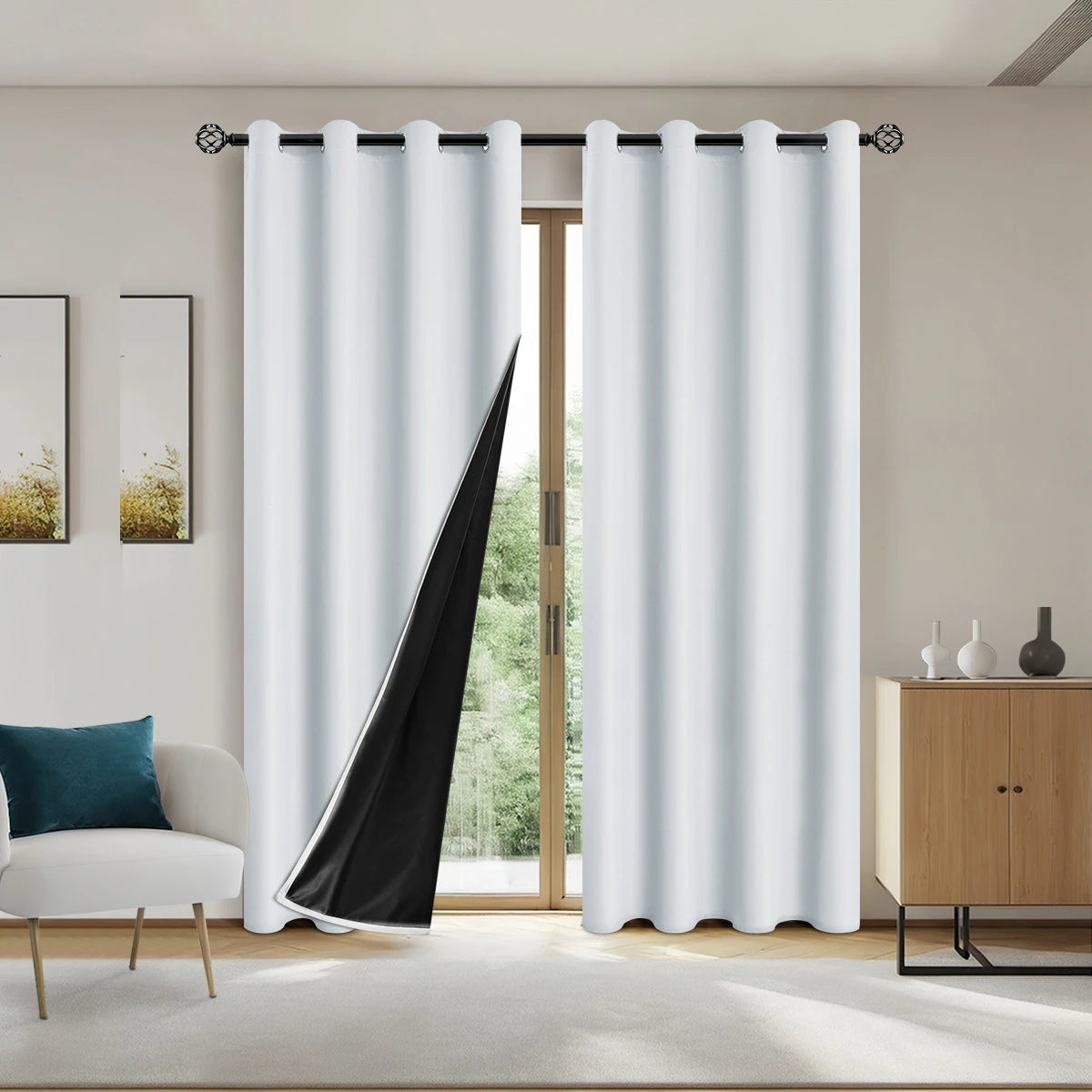 Privacy Drapes for Bedroom, Living Room,100% Blackout Curtains with Grommets.