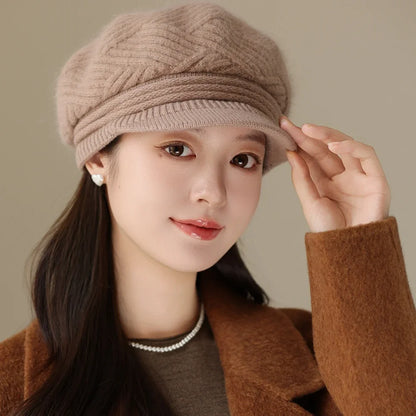 Rabbit Fur Blend Beanie – Casual Streetwear Winter Cap