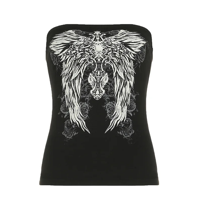 Women’s gothic black strapless tube top