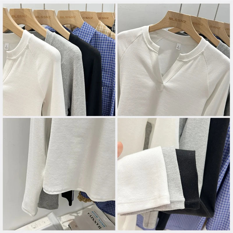 Women’s slim-fit V-neck long-sleeve T-shirt