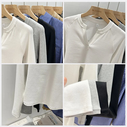 Women’s slim-fit V-neck long-sleeve T-shirt