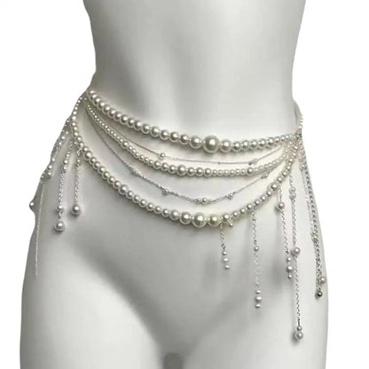 Y2K Pearl Waist Chain – Multilayer Body Jewelry for Women
