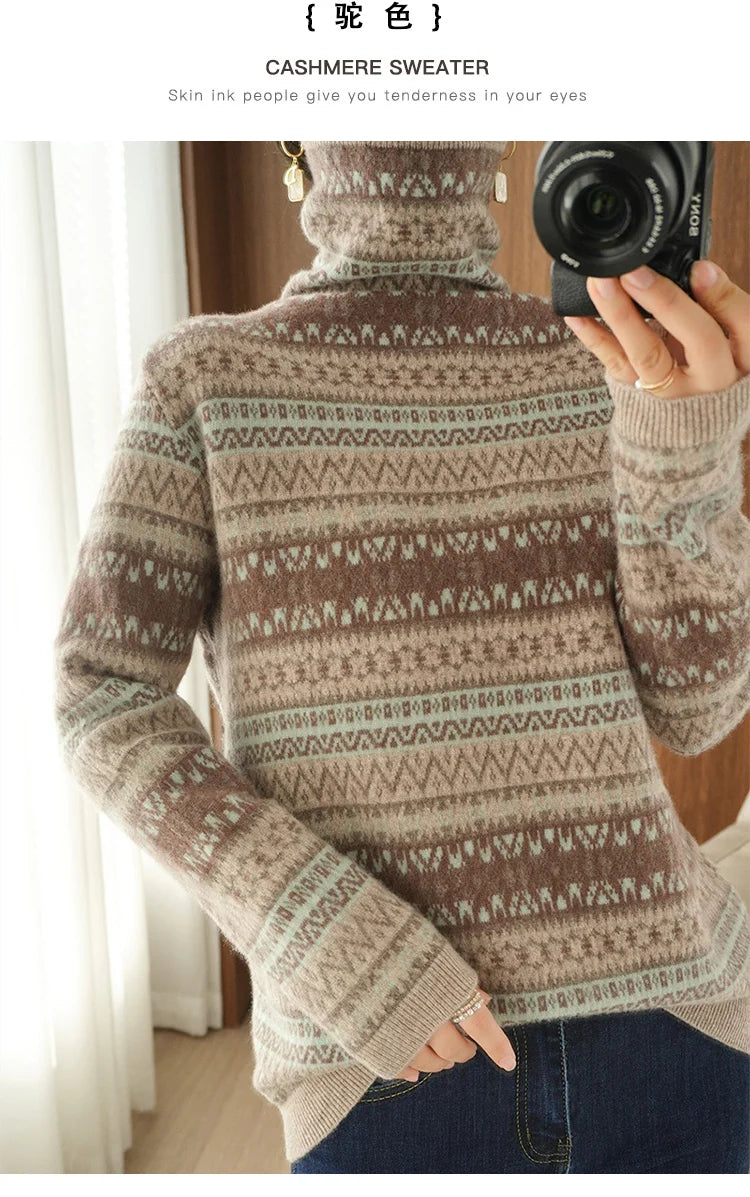 Women’s 100% wool cashmere high-neck sweater