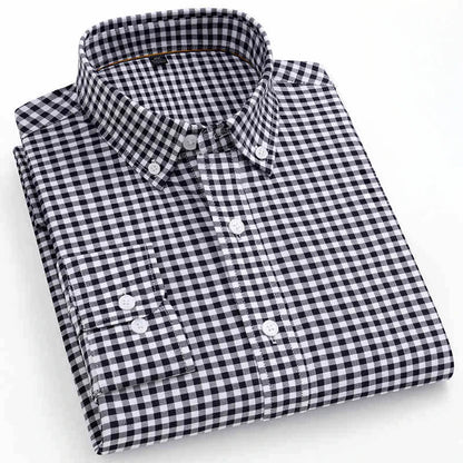Premium 100% cotton Korean plaid shirt—slim fit, stylish, and comfortable
