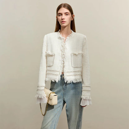 Women’s AMII minimalism chambray tweed short jacket