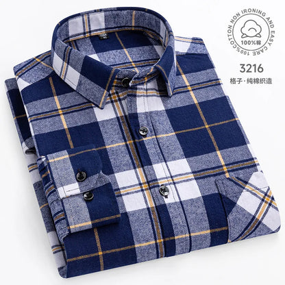 Big-size 8XL flannel shirt, soft 100% cotton, classic plaid
