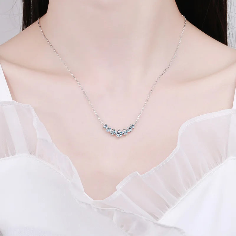 Moissanite Necklace – 925 Sterling Silver, 18K White Gold Plated