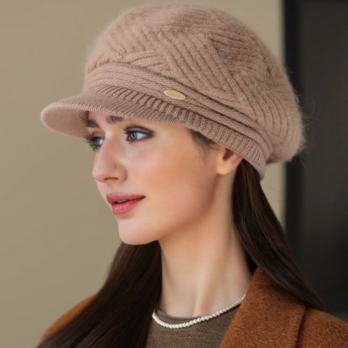 Rabbit Fur Blend Beanie – Casual Streetwear Winter Cap