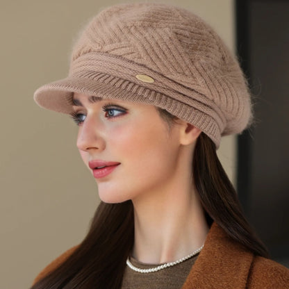 Rabbit Fur Blend Beanie – Casual Streetwear Winter Cap