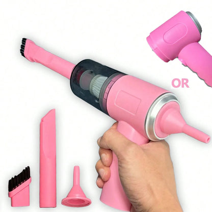 Compact handheld vacuum with suction, blow, and brush functions