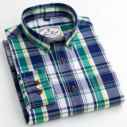Premium cotton plaid shirt for men—clean, trendy, and comfortable