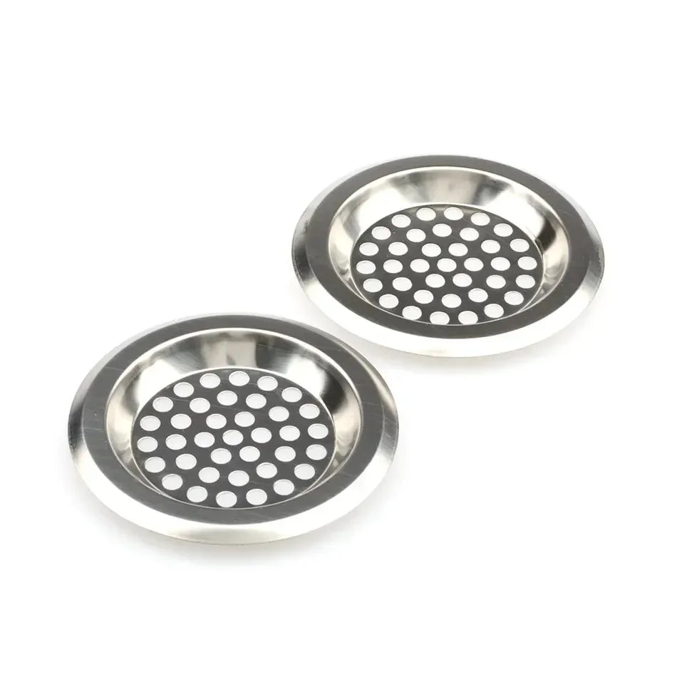 Durable stainless steel drain filter with fine mesh design; fits most sink drain holes
