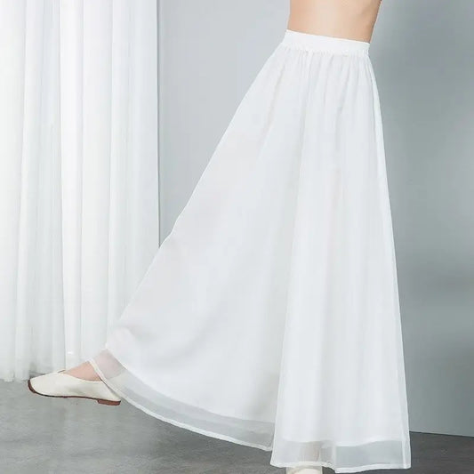 Trendy comfortable elastic-band chiffon pants